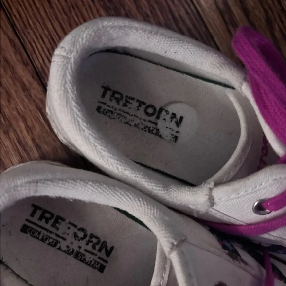 TRETORN Women's Nylite Plus Sneakers, White/Fuchsia/Floral Sz 7 - Picture 7 of 8